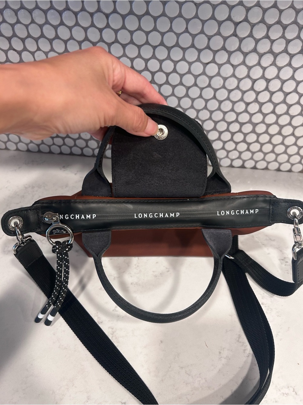 Authentic Longchamp Le Pliage Energy XS Crossbody Chocolate - Picture 4 of 12
